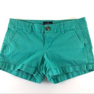 AEO Teal Midi Stretch Shorts Size 4